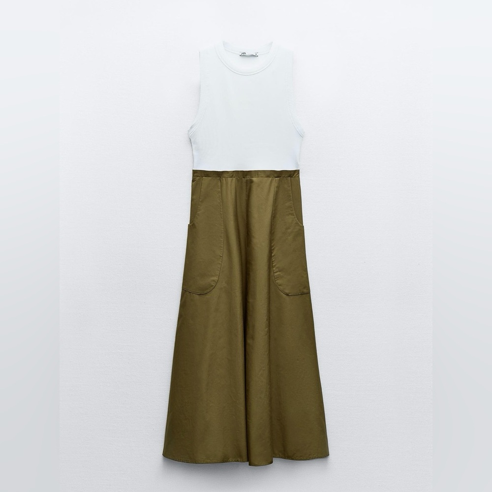 Zara Matching Pocket Midi Dress
